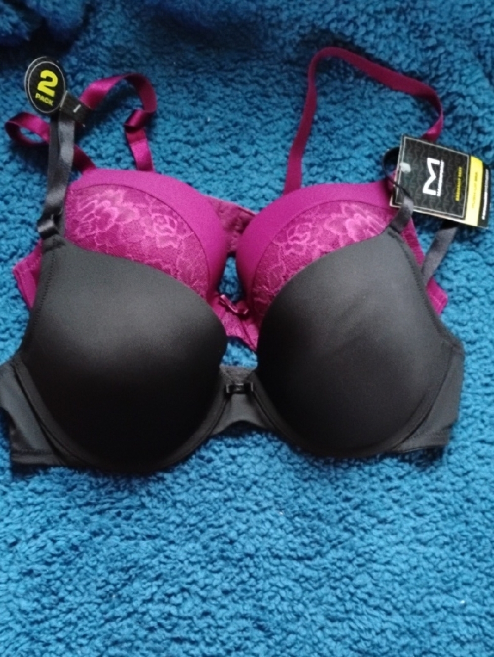 Maidenform Black and Magenta 2-Pack Push-Up Bras